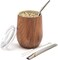 BALIBETOV Modern Mate Cup And Bombilla Set (Yerba Mate Cup- Yerba Mate Set includes Double Walled 18/8 Stainless Steel Mate Tea Cup, Two Bombilla Mate (Straw(Stainless Steel, Wood 8oz.