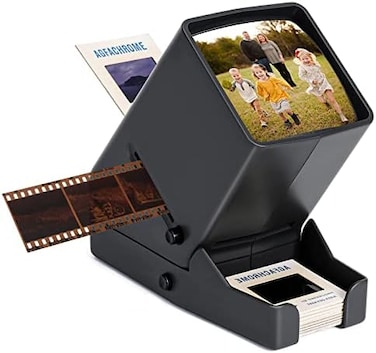 DGODRT 35mm Film and Slide Viewer for Old Slides, Negative/Positive Film 3x Magnification Portable LED Lighted Desktop Viewer with USB Power Cable or Battery Operation.