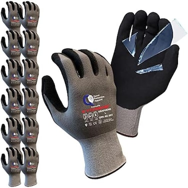Quest Protective Apparel Powered By Kyorene- Cut Resistant Gloves - Protective Work Gloves - Working Gloves with GRAPHENE Grip Large.