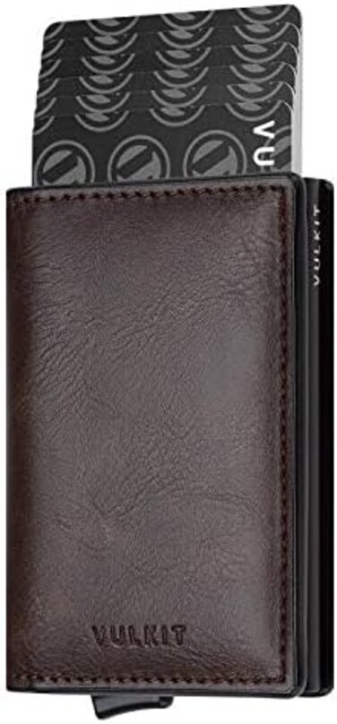 VULKIT Card Holder Pop Up Slim Wallet Leather RFID Blocking Card Case Up to 8 Credit Cards.