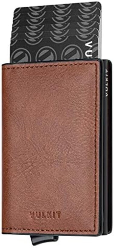 VULKIT Card Holder Pop Up Slim Wallet Leather RFID Blocking Card Case Up to 8 Credit Cards.