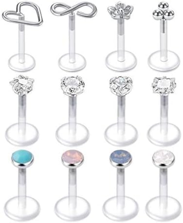 MODRSA Tragus Piercing Jewelry Helix Piercing Jewelry Flat Back Earrings for Women Forward Helix Earrings Cartilage Earring Tragus Jewelry Medusa Piercing Jewelry Lip Rings 16g.