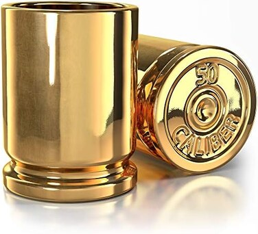 Old Southern Brass The Original 50 Caliber Ceramic Shot Glasses - Set of 2 - American OwnedOperated - LIFETIME Guarentee.