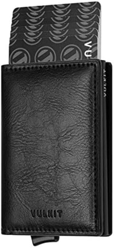 VULKIT Card Holder Pop Up Slim Wallet Leather RFID Blocking Card Case Up to 8 Credit Cards.
