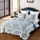 VIVILINEN Blue Patchwork Quilt Set Full Queen Size Reversible Quilted Bedspread Coverlet Set 3-Piece Floral Lightweight Comforter Stitched Bedding Set Bed Sheet Set Cover Blanket with 2 Pillow Shams.