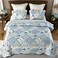 VIVILINEN Blue Patchwork Quilt Set Full Queen Size Reversible Quilted Bedspread Coverlet Set 3-Piece Floral Lightweight Comforter Stitched Bedding Set Bed Sheet Set Cover Blanket with 2 Pillow Shams.
