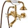 Airuida Antique Brass Wall Mount Bathtub Faucet With Handheld Shower Sprayer Double Cross Handles Hot and Cold Water Mixer Tap Shower Vintage Style.