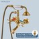 Airuida Antique Brass Wall Mount Bathtub Faucet With Handheld Shower Sprayer Double Cross Handles Hot and Cold Water Mixer Tap Shower Vintage Style.