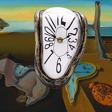 Lafocuse Forever Salvador Dali Melting Clock, Molle Dali Creative Decorative Watch Surrealism, Silent Quartz Clock with Arabic Numerals, Desk Clocks, Shelf Table, Brown.