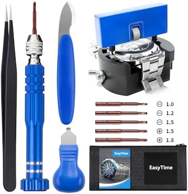 EasyTime Watch Repair Kit - Watch Battery Replacement Tool Kit, Suitable for Watch Back Removal with Watch Back Remover Tools, including Watch Opener tool, Adjustable case opener.
