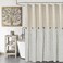 DOSLY ID&Eacute;ES Farmhouse Shower Curtain,Beige and Gray Stripe,Button Curtain,Linen and Cotton Woven Fabric,Rustic Charm Country Chic Style,72x72 in.