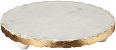 Mud Pie Marble Trivet, 1 1/4" x 8 1/2" dia, Gold.