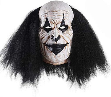 Jiu Ya Da Dui Adults Creepy Clown Face Mask Scary Joker Masks for Halloween（Black.