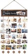 Bikoney Picture Frames Collage Photo Hanging Display Picture Board Wood Rustic Frames for Wall Decor with Blackboard and 30 Clips Carbonized Black.