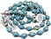Nazareth Store Catholic Turquoise Marble Beads Rosary Flowers Beaded Necklace Miraculous Medal Cross Crucifix Silver Tone Rosaries in Velvet Bag, Stone.