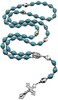 Nazareth Store Catholic Turquoise Marble Beads Rosary Flowers Beaded Necklace Miraculous Medal Cross Crucifix Silver Tone Rosaries in Velvet Bag, Stone.