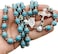 Nazareth Store Catholic Turquoise Marble Beads Rosary Flowers Beaded Necklace Miraculous Medal Cross Crucifix Silver Tone Rosaries in Velvet Bag, Stone.