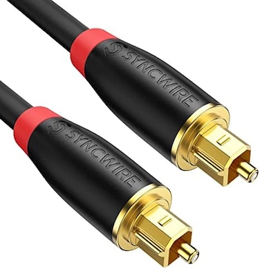 Syncwire Digital Optical Audio Cable Toslink Cable - 1M [24K Gold-Plated, Ultra-Durable] Fiber Optic Male to Male Cord for Home Theater, Sound Bar, TV, PS4, Xbox, PlaystationMore - Black.