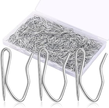 Sopito Metal Curtain Hooks, 200PCS Drapery Hook Pins Stainless Steel Pin-on Hooks for Window Curtain, Shower Curtain, Door Curtain.