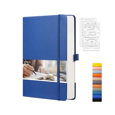 EMSHOI A5 Dotted Grid Notebook - 256 Pages, 120gsm 5. 75in X 8. 38in - Blue.