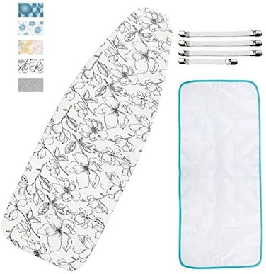 Dalykate Extra-Wide Ironing Board Cover and Pad Replacement with Scorch and Stain Resistant Thick Padding and Elasticized Edge 18" x 49" Ironing Board Covers 4 Fasteners and 1 Protective Scorch Mesh C