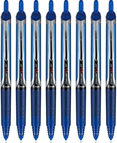 Pilot precise v5 rt refillableretractable liquid ink rolling ball pens, extra fine point (0. 5mmblue, 8-pack (15328.