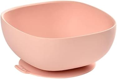 BEABA B&eacute;aba Silicone Suction Bowl - Soft, Unbreakable, Non-Slip Suction Bottom - Easy to Clean - Dishwasher and Microwave Safe - Great for Babies and Toddlers Pink 913432B.