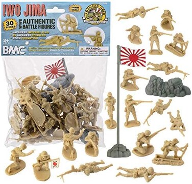 BMC Toys WW2 Japanese Plastic Army Men - 30 Imperial Soldiers of Japan 1:32 Figures.