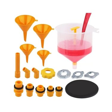 SEDY 15-Pieces No Spill Coolant Filling Funnel Kit, Spill Proof Radiator Funnel Bleeder with Adapters. General-Purpose.