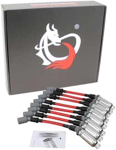 AIP Electronics Dragon Fire High Performance 10mm Spark Plug Wires Compatible with 1999-2019 GM Chevy GMC LS1 LS2 LS3 LS6 LS7 Vortec 4. 8L 5. 3L 6. 0L LS1 100 ohm/ft, OE Heat Shield OEM Fit PWJ256.