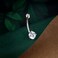 COCHARM 14K Gold Belly Button Rings for Women Nickel Free 14K Solid Gold Belly Rings Round CZ Real Gold Belly Navel Piercing Jewelry, White Gold, cubic-zirconia.