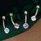 COCHARM 14K Gold Belly Button Rings for Women Nickel Free 14K Solid Gold Belly Rings Round CZ Real Gold Belly Navel Piercing Jewelry, White Gold, cubic-zirconia.