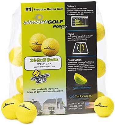 AG AlmostGolf Balls - Limited Flight Practice Golf Balls - (24 Pack- Almost Golf Balls Foam Golf Training Aids for Indoor Or Yard Practice - Includes 24 AlmostGolf Balls with 5 Liberty Tees.