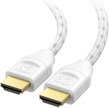 كابل HDMI مضفر من Cable Matters [معتمد فائق السرعة HDMI] بسرعة 48 جيجابت في الثانية، يدعم دقة 8K، طوله 2 متر، يدعم دقة 8K بمعدل 120 هرتز، ودقة 4K بمعدل 240 هرتز، وتقنية HDR، متوافق مع PS5، وXbox Serie