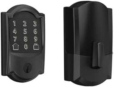 Schlage Encode Smart Wi-Fi Deadbolt with Camelot Trim in Matte Black, Lock Only.