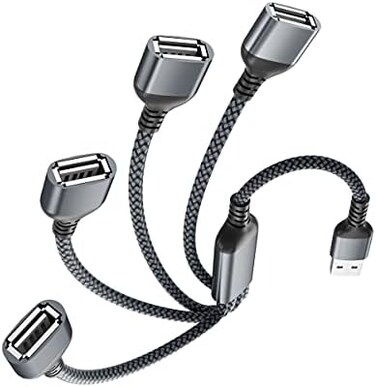 Elebase USB Splitter Y Cable 1FT,1 Male to 4 Female USB-A Expander Hub,Multi USB Port Extender,Extra Multiport Data Charger Split Adapter for Mac MacBook,Car,Xbox One Series X/S,Flash Drive,HDD,Laptop