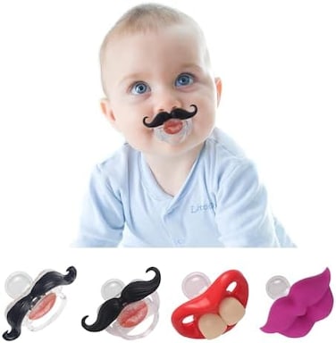 SOLIFEGOBLE Mustache Newborn Pcifiers for 0-6 Months,Funny Pacifiers for Babies, Mustache Pacifier,Teeth Binky,Gift Pacifiers for Boys and Girls (Colors-05.