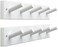 SKOLOO Wooden Wall Mounted Coat Rack:16-inches Hole to Hole, Case of 2 Packs, Bamboo Coat Hook Hanger - 5 Hooks for Hanging Clothes Robes Towels Coats,White.