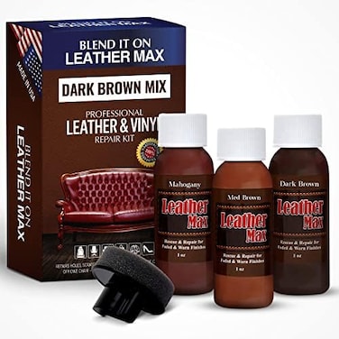 Blend It On Leather Max Quick Refinish and Repair Kit Dark Brown, Restore Couches, Recolor FurnitureRepair Car Seats, Sofa, Boots 3 Color Shades to with Leather, Vinyl, Bonded (Bold Dark Browns.