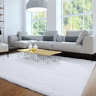 Merelax Modern Soft Fluffy Large Shaggy Rug for Bedroom Livingroom Dorm Kids Room Indoor Home Decorative, Comfy Non-Slip Plush Furry Fur Area Rugs Nursery Accent Floor Carpet 4x6/5x8ft 4 x 6 Feet Whit