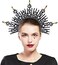 Fantherin Mary Halo Crown Headband Spiked Zip Tie Halo Crown Sunburst Goddess Headpiece with Crystal.