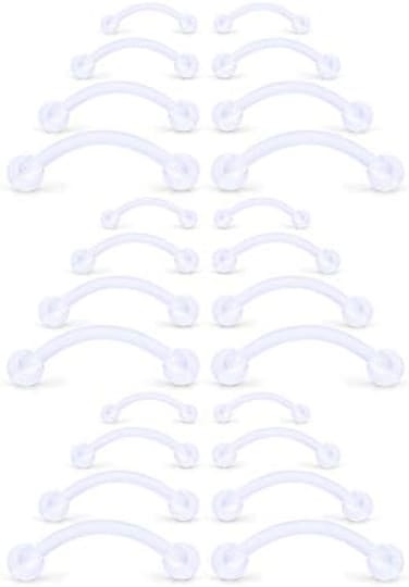 SCERRING 16 Gauge Clear Acrylic Bioflex Curved Barbell Eyebrow Belly Lip Tragus Ring Conch Piercing Jewelry Retainers 6-12mm 12-24PCS.