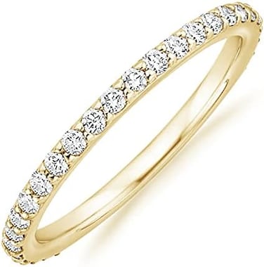 PAVOI 14K Gold Plated Cubic Zirconia Diamond Stackable Eternity Bands for Women.