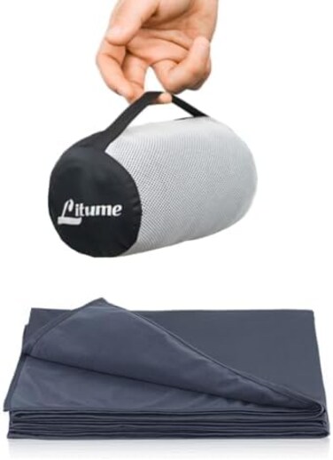 Litume Travel Blanket, Lightweight and Breathable, 170 x 122 cm, Soft Plane Blanket for Travelers, Foldable Camping Sheet with Pack Sack for Train, Camping, Travel.