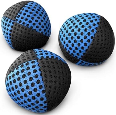 speevers Juggling Balls for Beginners and Professionals Set of 3, 14 Colors Available, 2 Layers of Net and Carry Case, Xballs Juggling Balls (Black - Blue, 4. 2 oz.