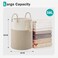 YOUDENOVA Cotton Rope Basket Large Blanket Basket Woven Storage Basket Toy Storage Organiser Nursery Decor Laundry Hamper with Handle 58L (38cm(Dx50cm(H, WhiteBrown.