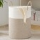 YOUDENOVA Cotton Rope Basket Large Blanket Basket Woven Storage Basket Toy Storage Organiser Nursery Decor Laundry Hamper with Handle 58L (38cm(Dx50cm(H, WhiteBrown.