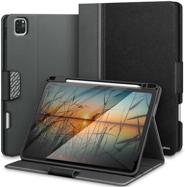 KingBlanc Case for iPad Pro 11 inch 20202018 with Pencil Holder, Auto Sleep Wake Function, Support Apple Pencil(2nd GenerationWireless Pair/Charging, PU Leather Folio Cover for iPad Pro 11 (Black.