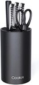 Cookit Knife Block Holder, Universal Knife Block without Knives, Unique Double-Layer Wavy Design, Round Black Knife Holder for Kitchen, Space Saver Knife Storage with Scissors Slot.