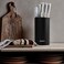 Cookit Knife Block Holder, Universal Knife Block without Knives, Unique Double-Layer Wavy Design, Round Black Knife Holder for Kitchen, Space Saver Knife Storage with Scissors Slot.